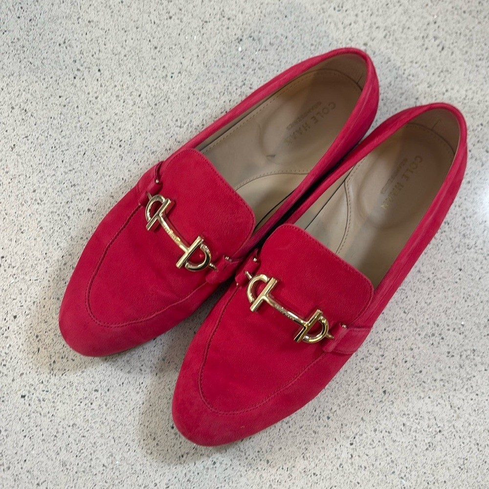 COLE HAAN Modern Classics Bit Loafer Suede Leather Flat Shoes 10 - hot pink